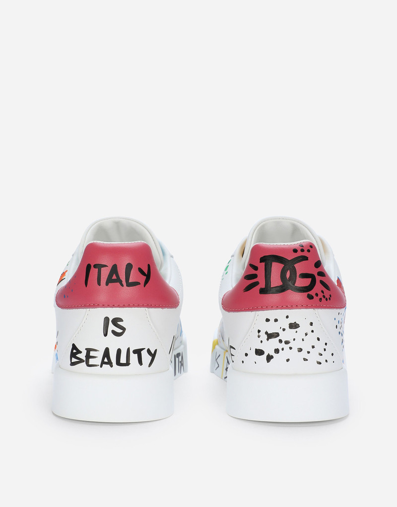 Dolce & Gabbana Calfskin Portofino sneakers with lettering outlook