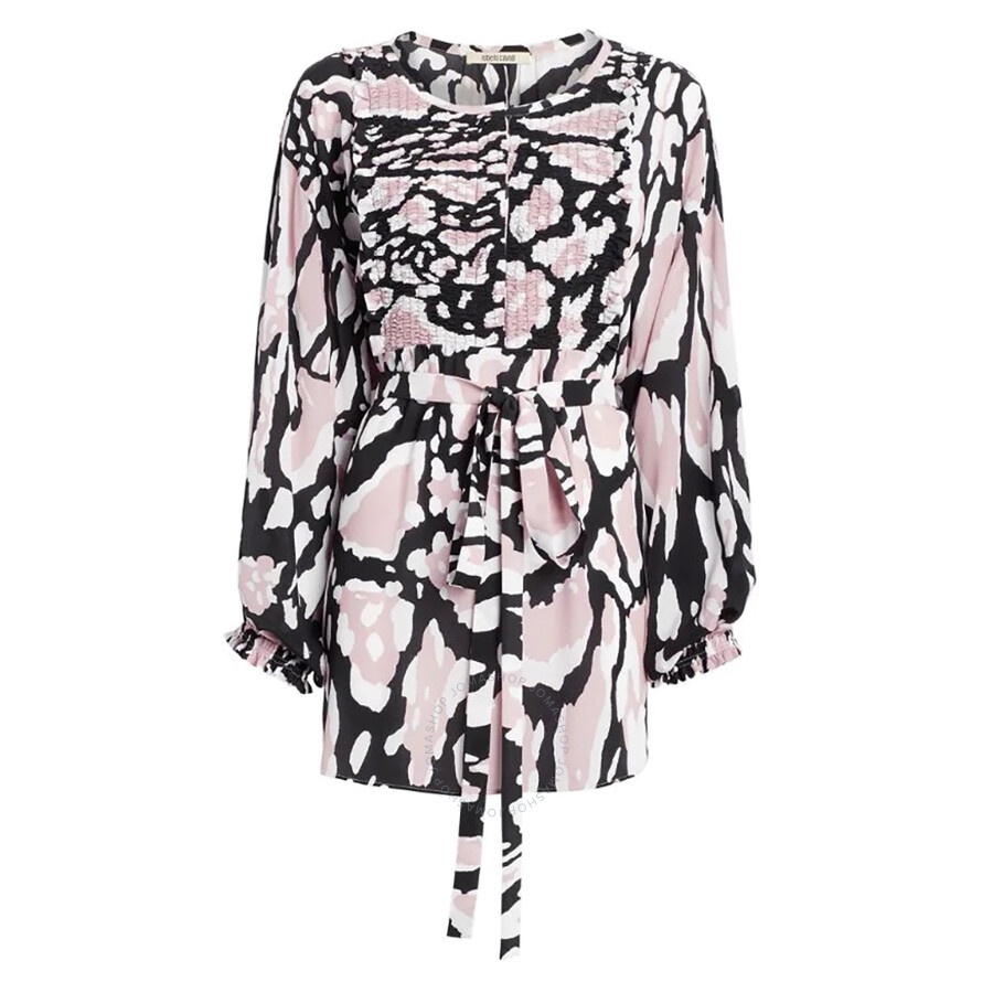 Roberto Cavalli Ladies Macro Lynx Print Tunic Silk Top - 4