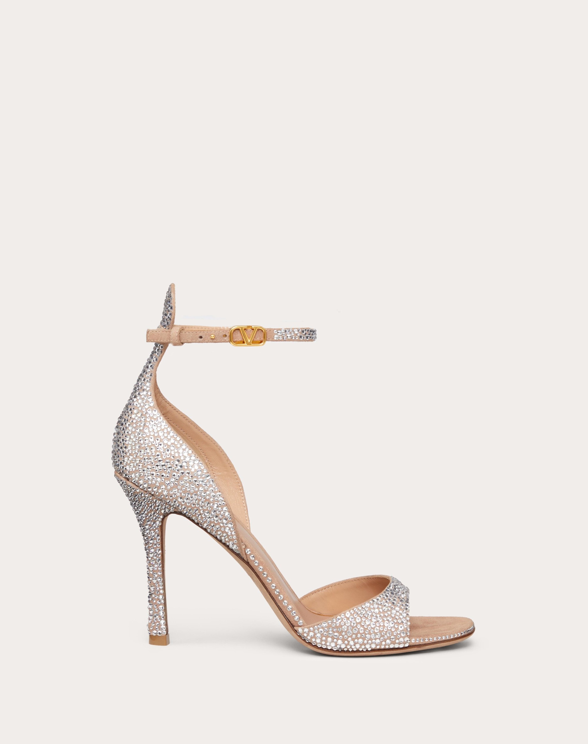 VALENTINO GARAVANI TAN-GO SANDAL WITH CRYSTALS 100MM - 1