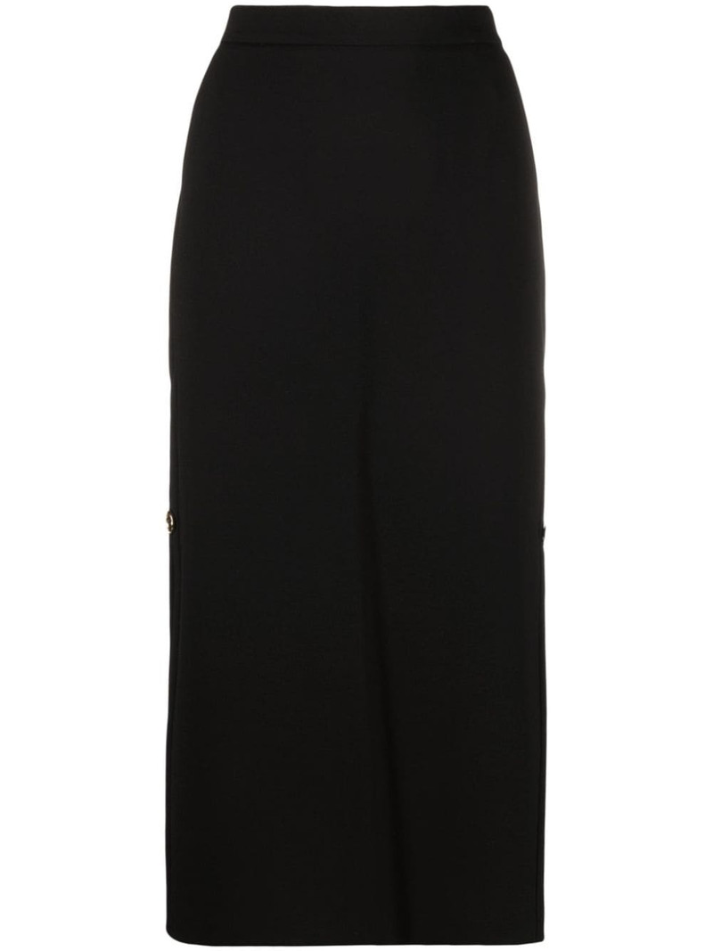 logo-engraved button high-waisted skirt 1