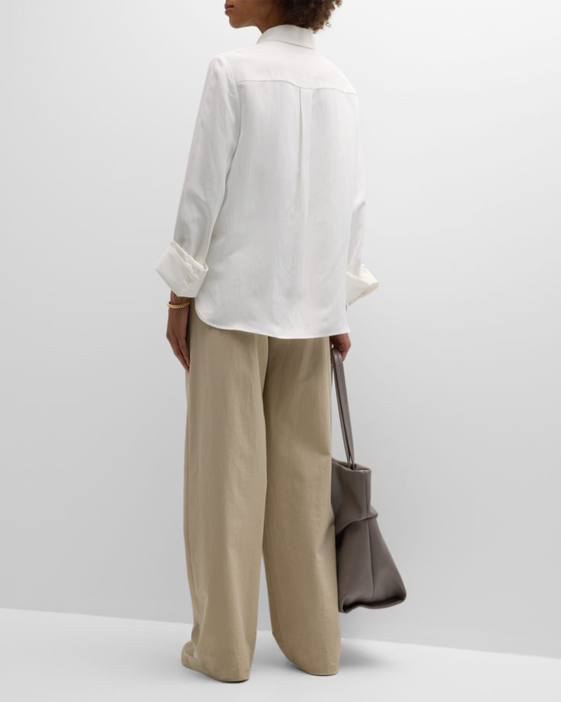 Cotton Button-Front Boyfriend Shirt 6