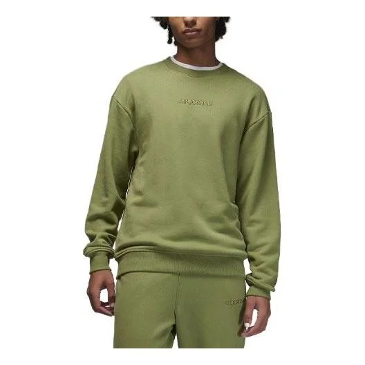 Air Jordan Wordmark Fleece Crewneck Sweatshirt 'Olive Green' FJ7788-340 - 1