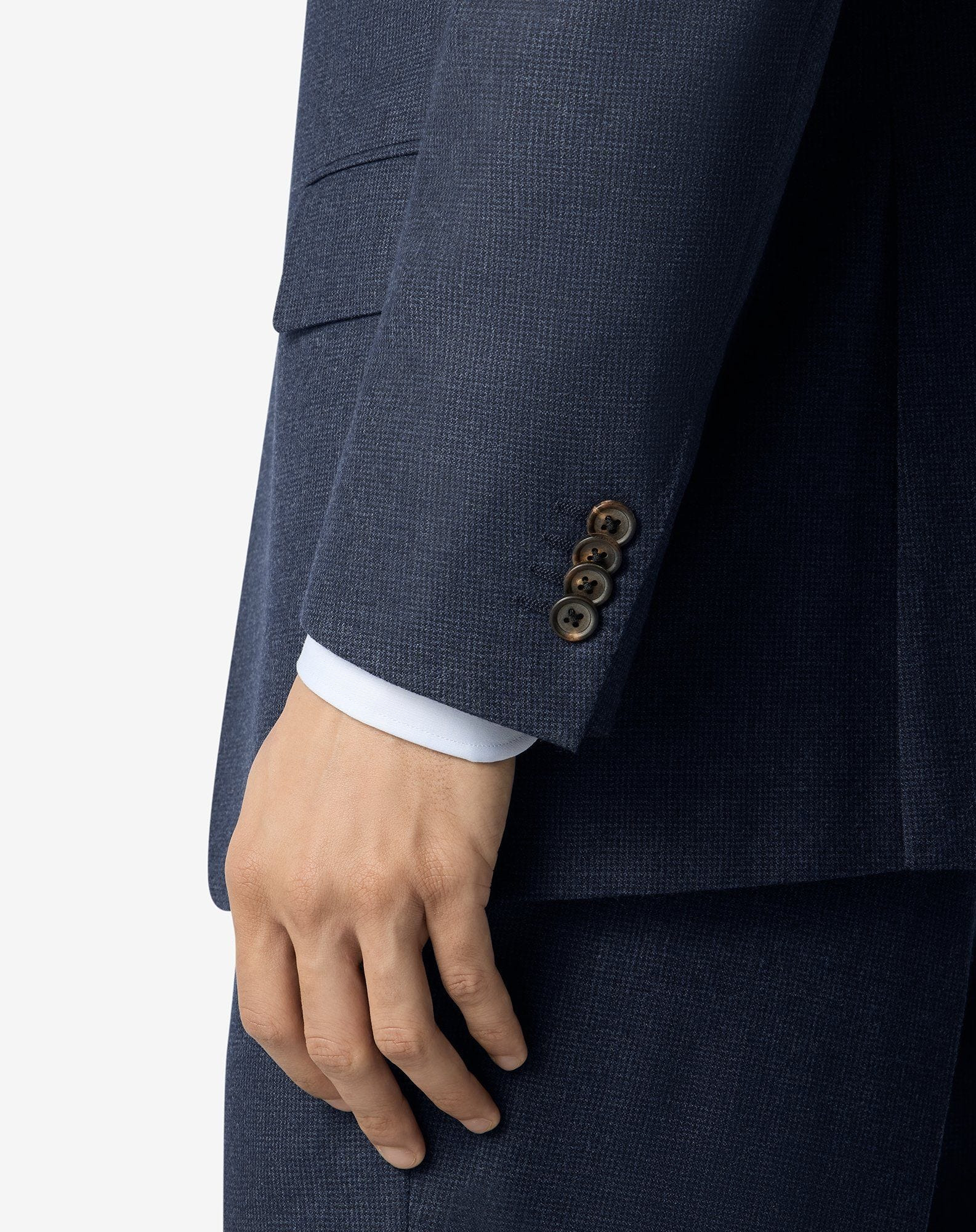Blue micropatterned wool flannel and cashmere suit - 6