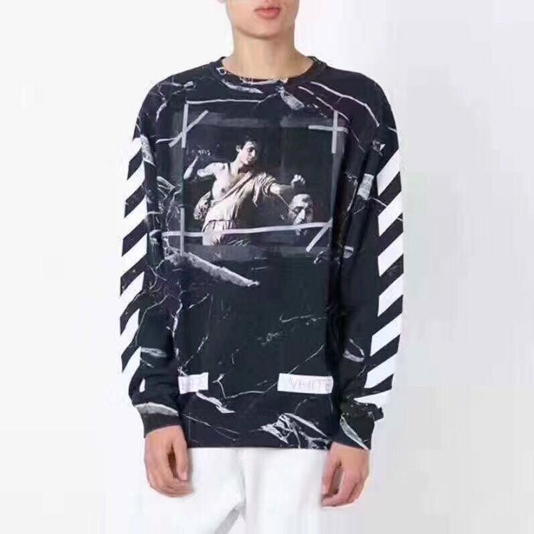 Men's Off-White Marble Pullover Black OMBA003S160940139988 - 3