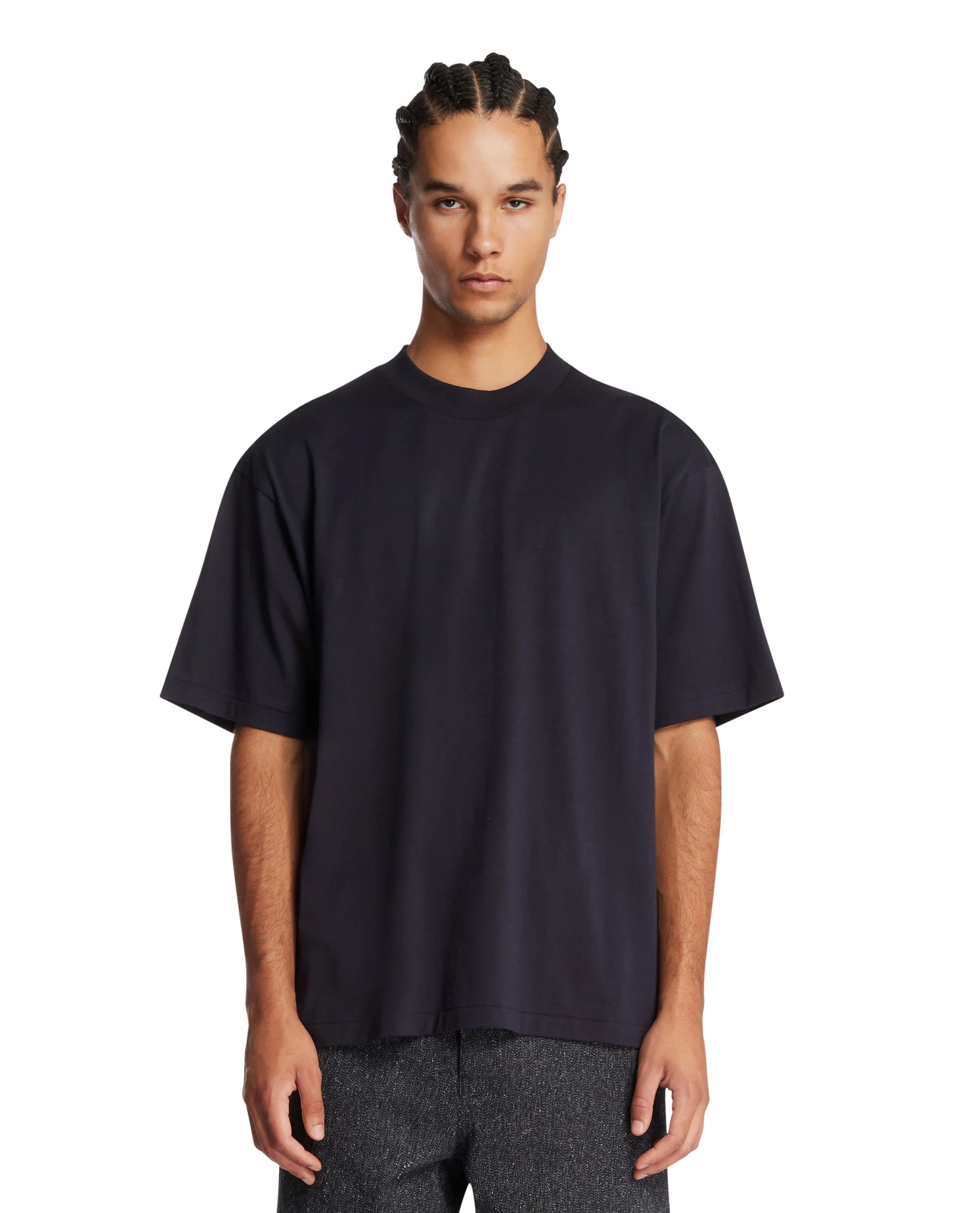 Blue Cotton Crewneck T-Shirt - 1