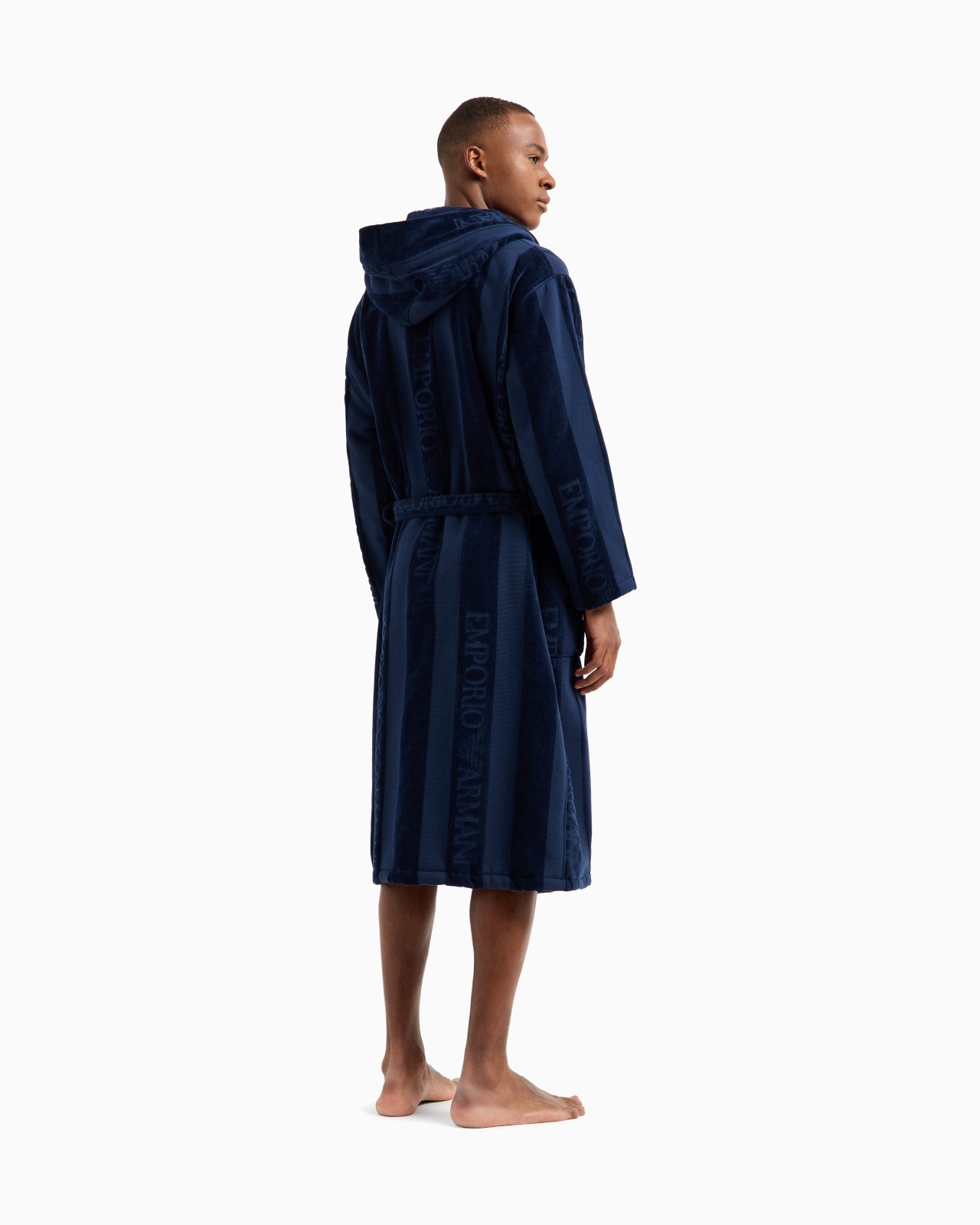 STRIPED TERRYCLOTH BATHROBE WITH LOGO - 6