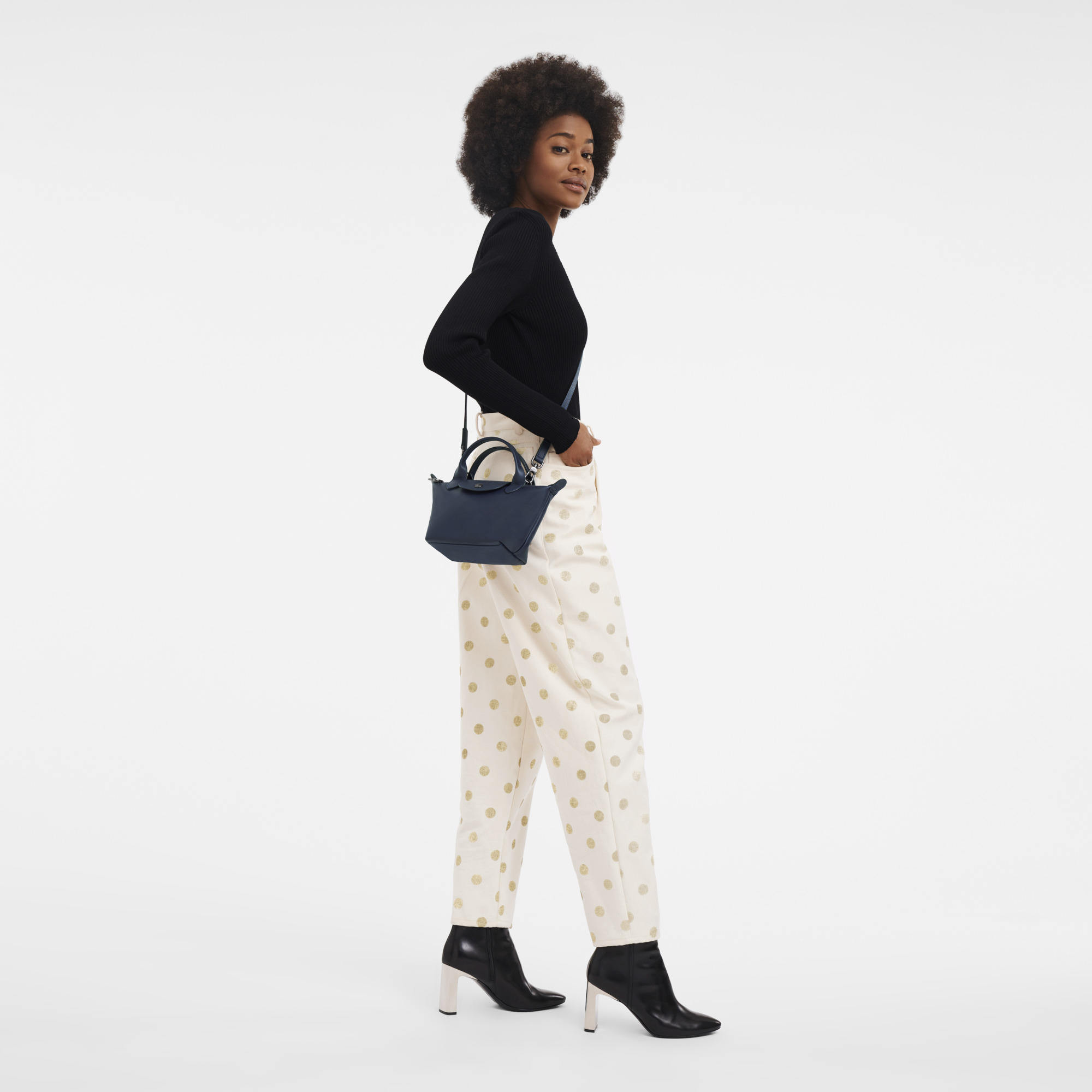 Le Pliage Xtra XS Handbag Navy - Leather - 2