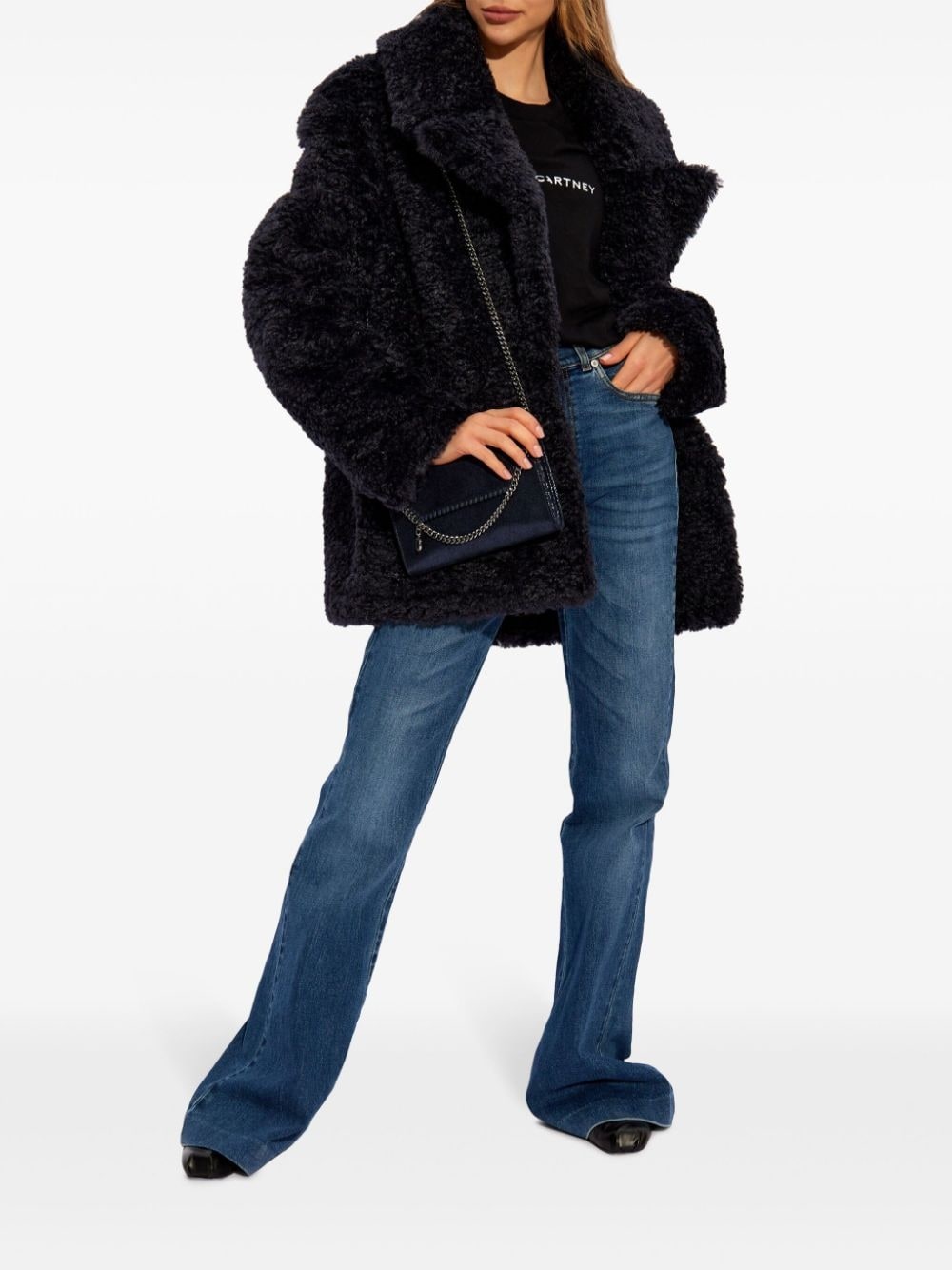 faux-shearling single-breasted jacket - 2