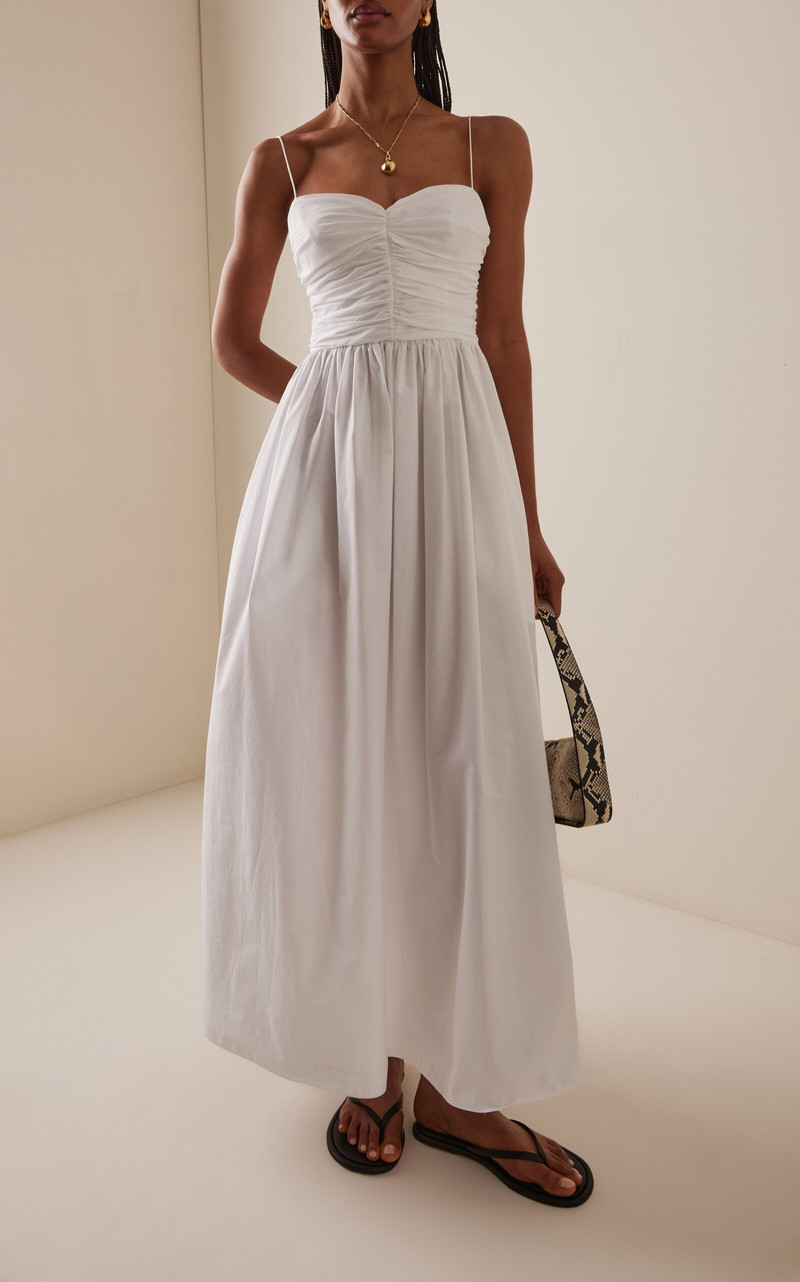 MATTEAU Gathered Cotton Maxi Dress white outlook