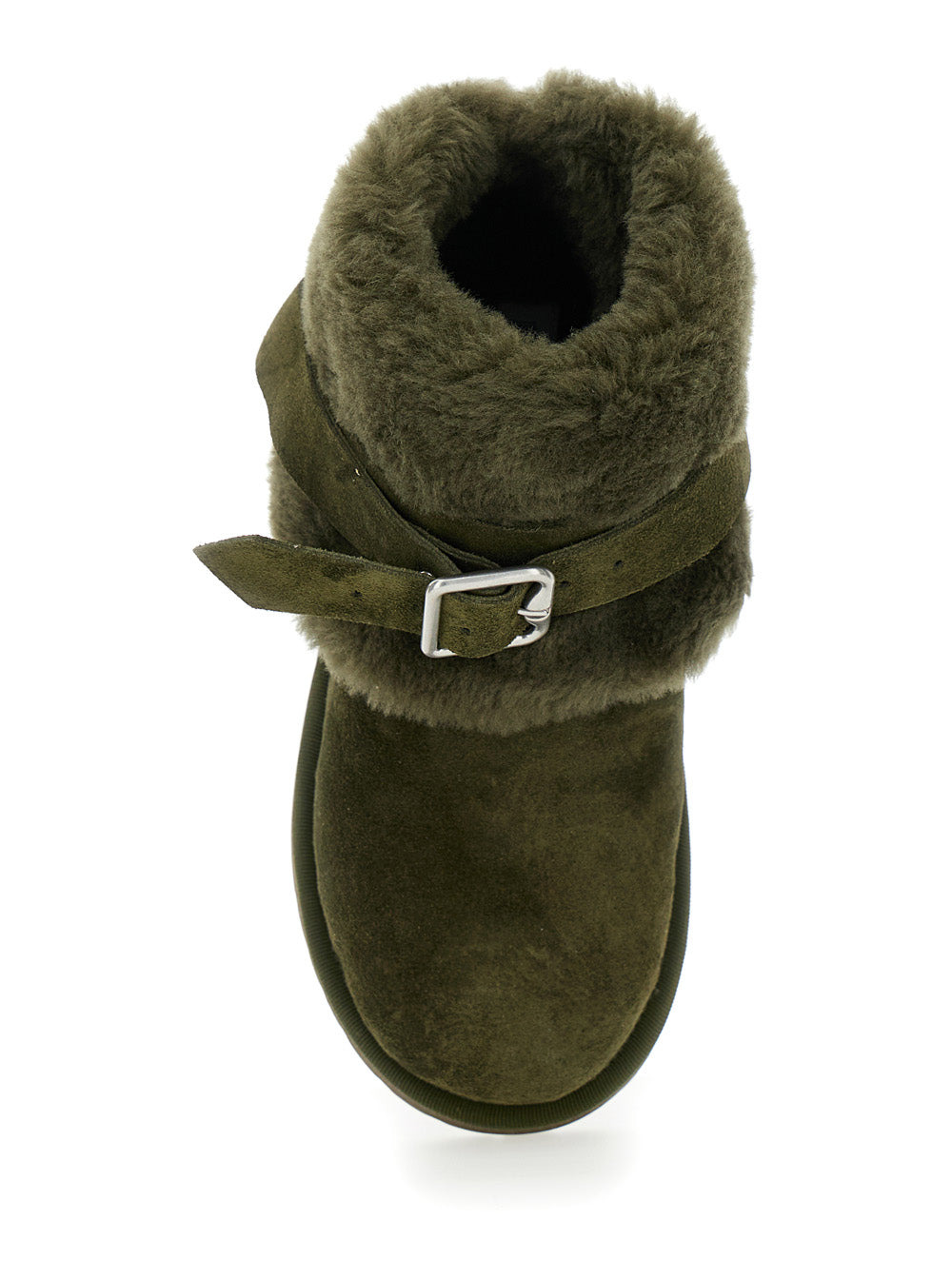 Burberry Women 'Snug' Green Ankle Boots With Strap In Suede And Shearling Woman - 4