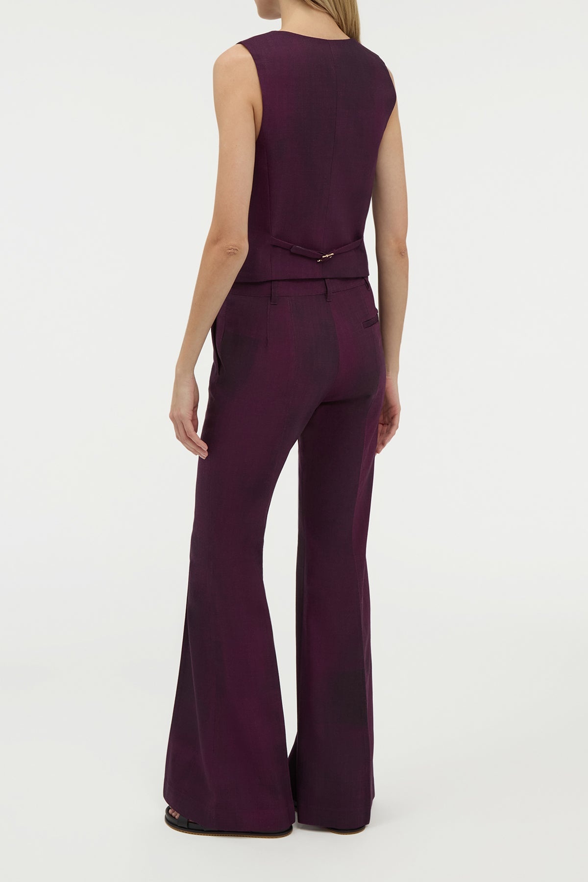 Rhein Flare Pant in Bordeaux Virgin Wool - 4