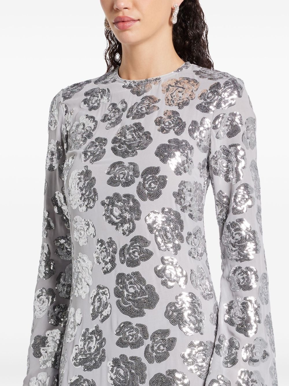 sequinned chiffon maxi dress - 5