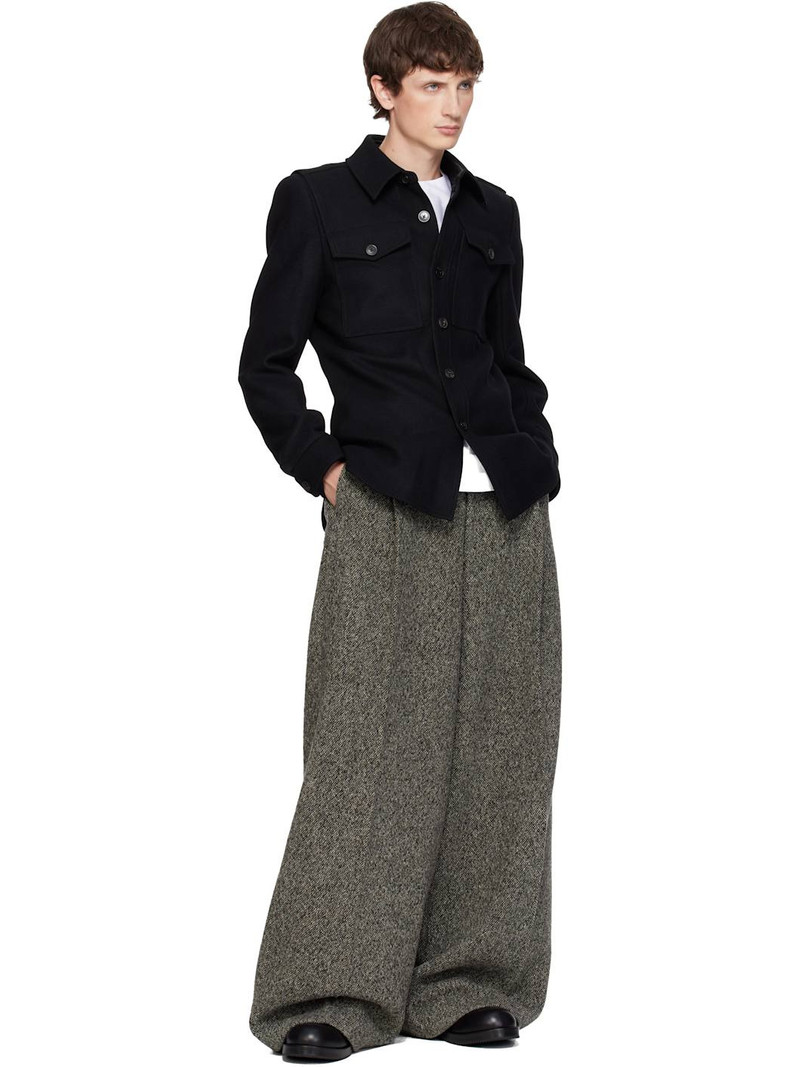 Dries Van Noten Black Constructed Wool Overshirt outlook