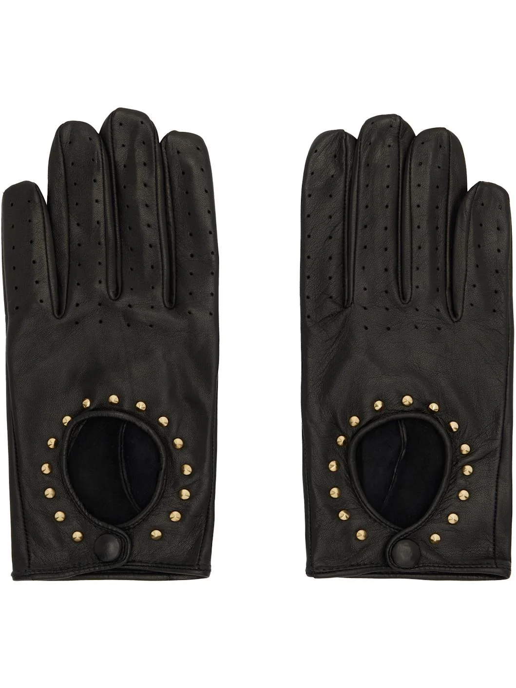 Black Leather Driving Gloves - 1
