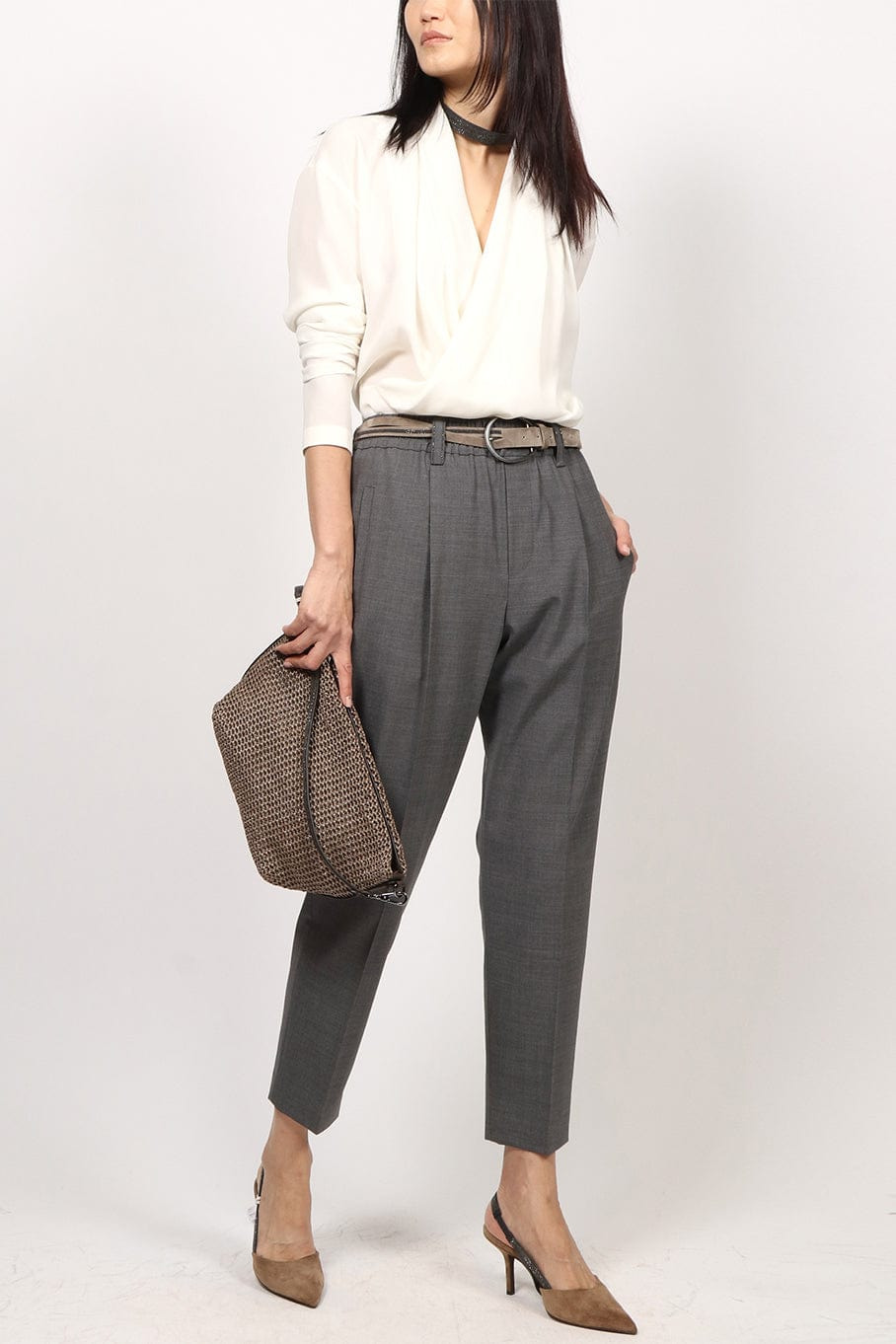 Wrap Blouse With Monili Necklace - 6