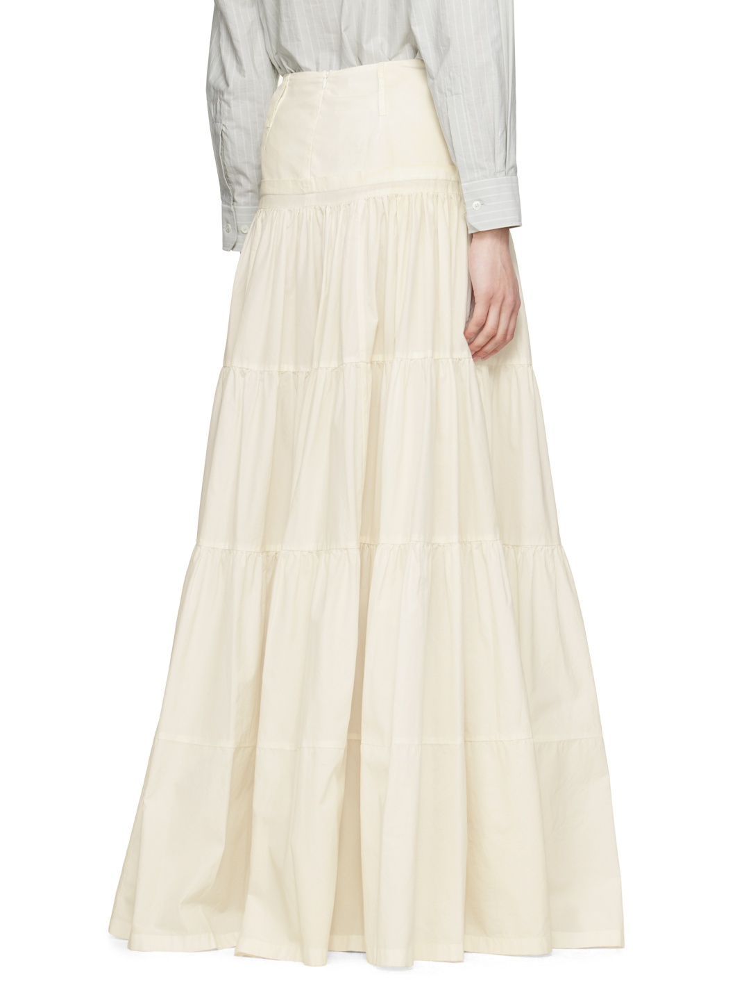 Off-White Light Cotton Poplin Maxi Skirt - 3