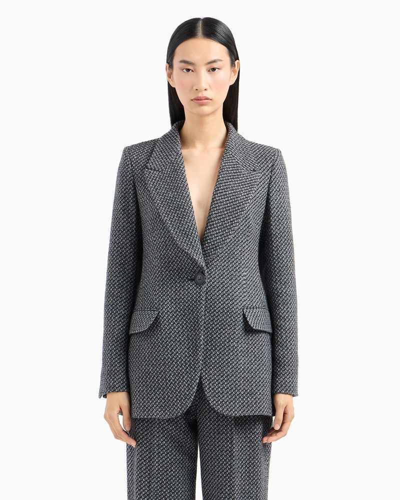 Single-breasted jacket in a mélange wool-blend knit with a textured pattern 2