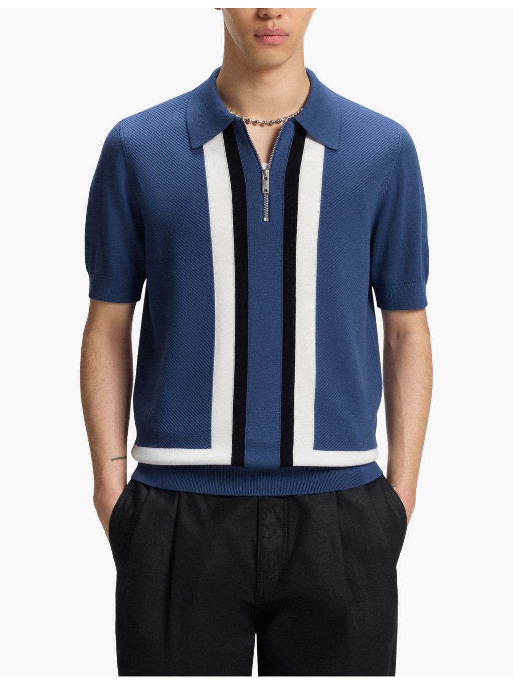 Striped Regular-Fit Short-Sleeve Knitted Polo - 3