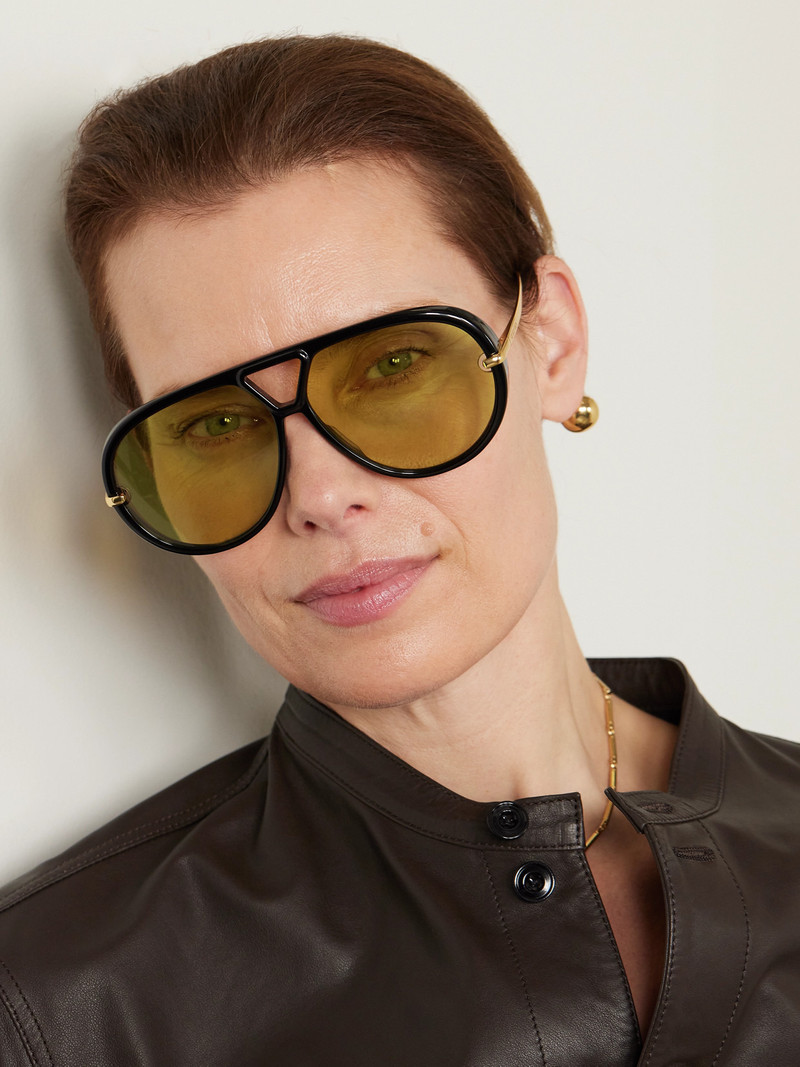 Bottega Veneta Embellished Aviator-style Recycled-acetate And Gold-tone Sunglasses outlook