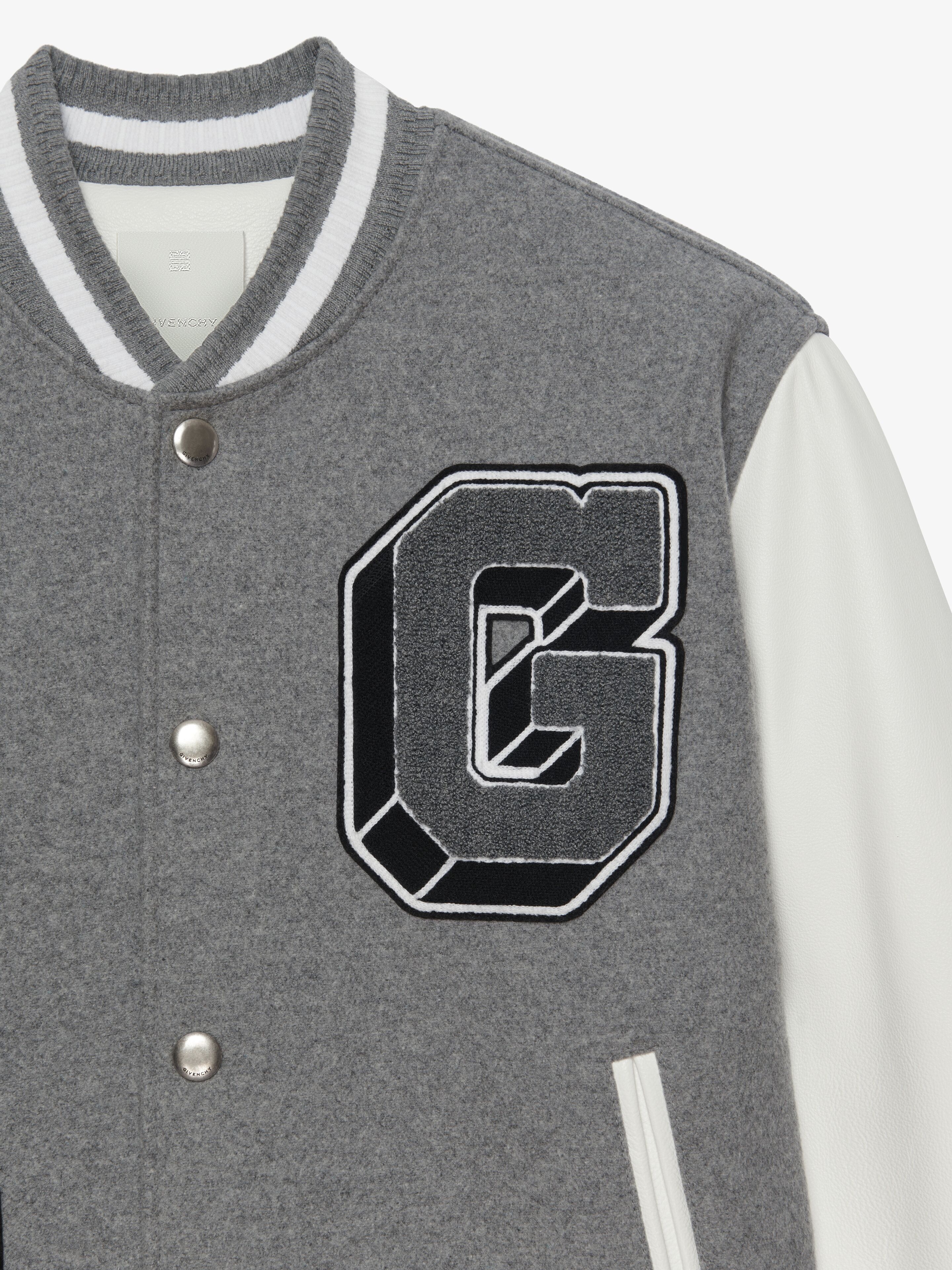 VARSITY JACKET IN EMBROIDERED WOOL AND LEATHER - 6