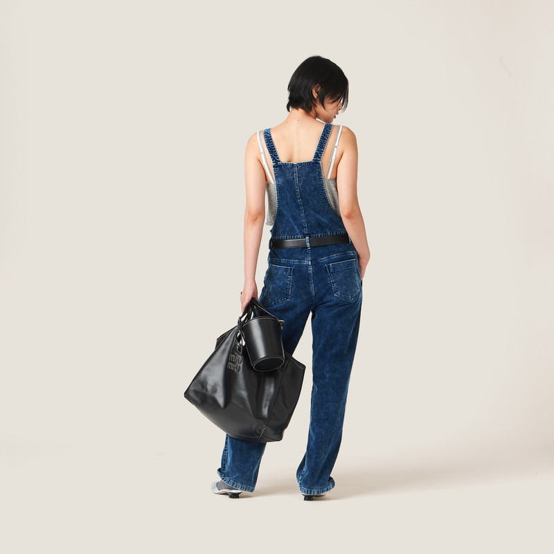 Long washed velvet overalls 3