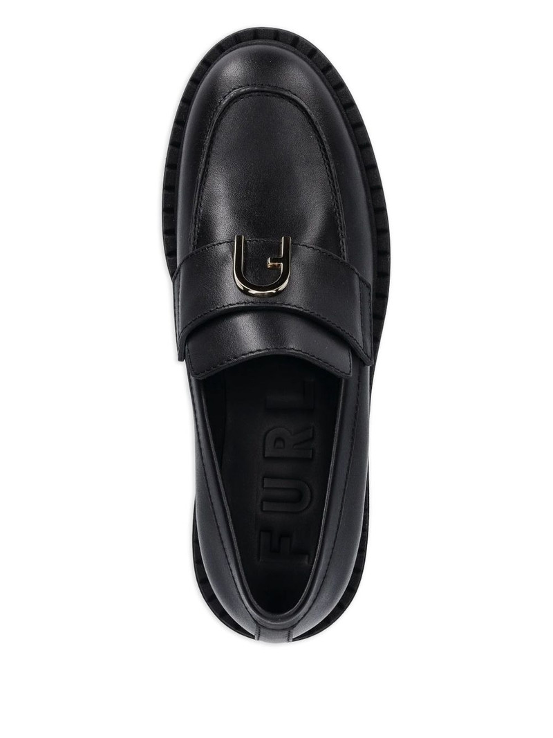 FURLA metal-buckle leather loafers outlook
