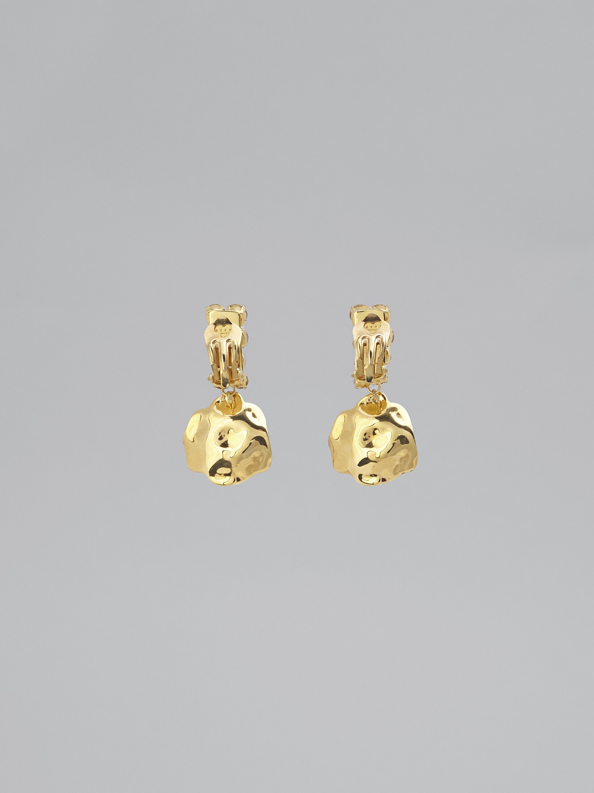 BRASS AND RHINESTONE FLORA EARRINGS - 3