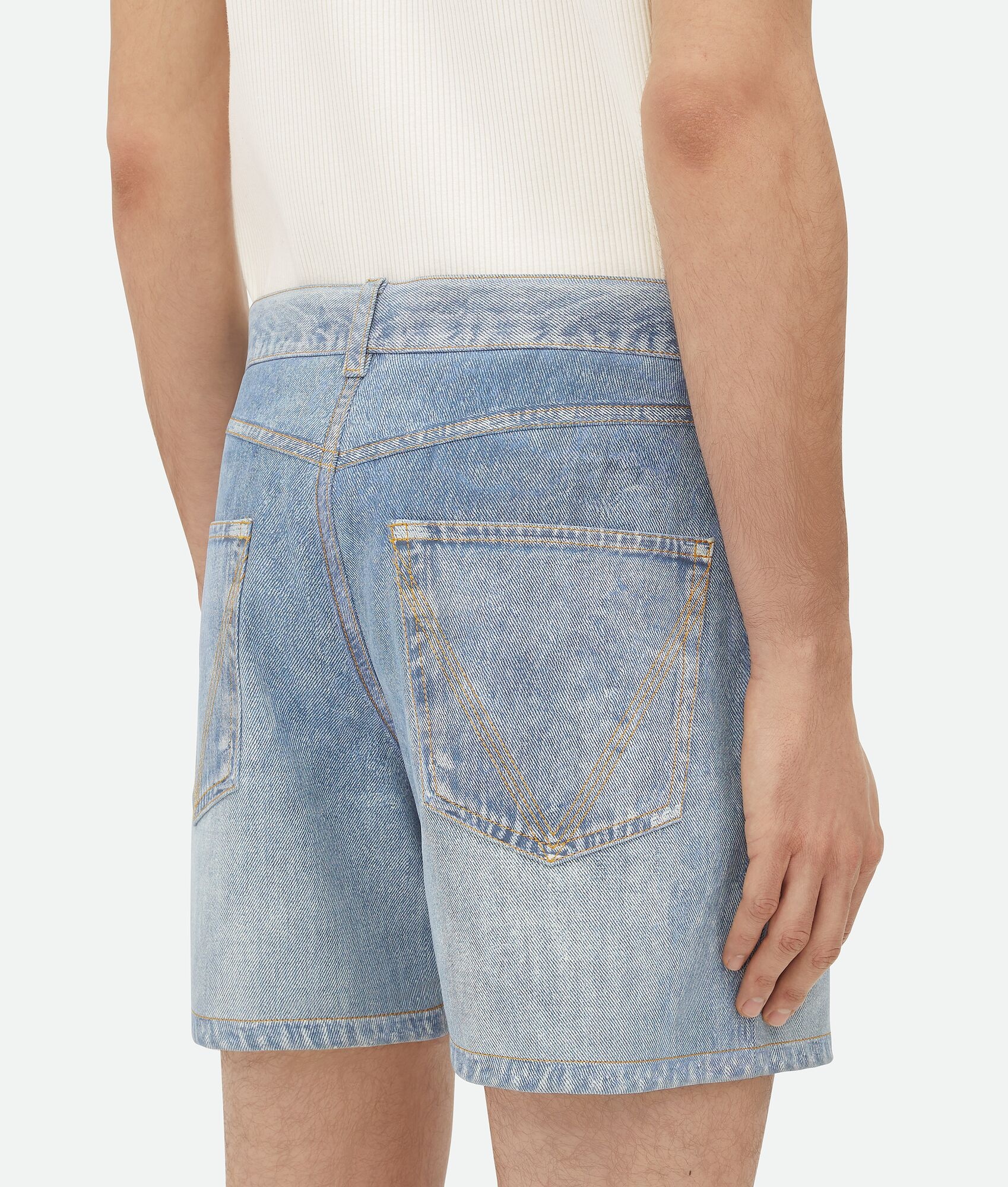 Printed Leather Denim Shorts - 5