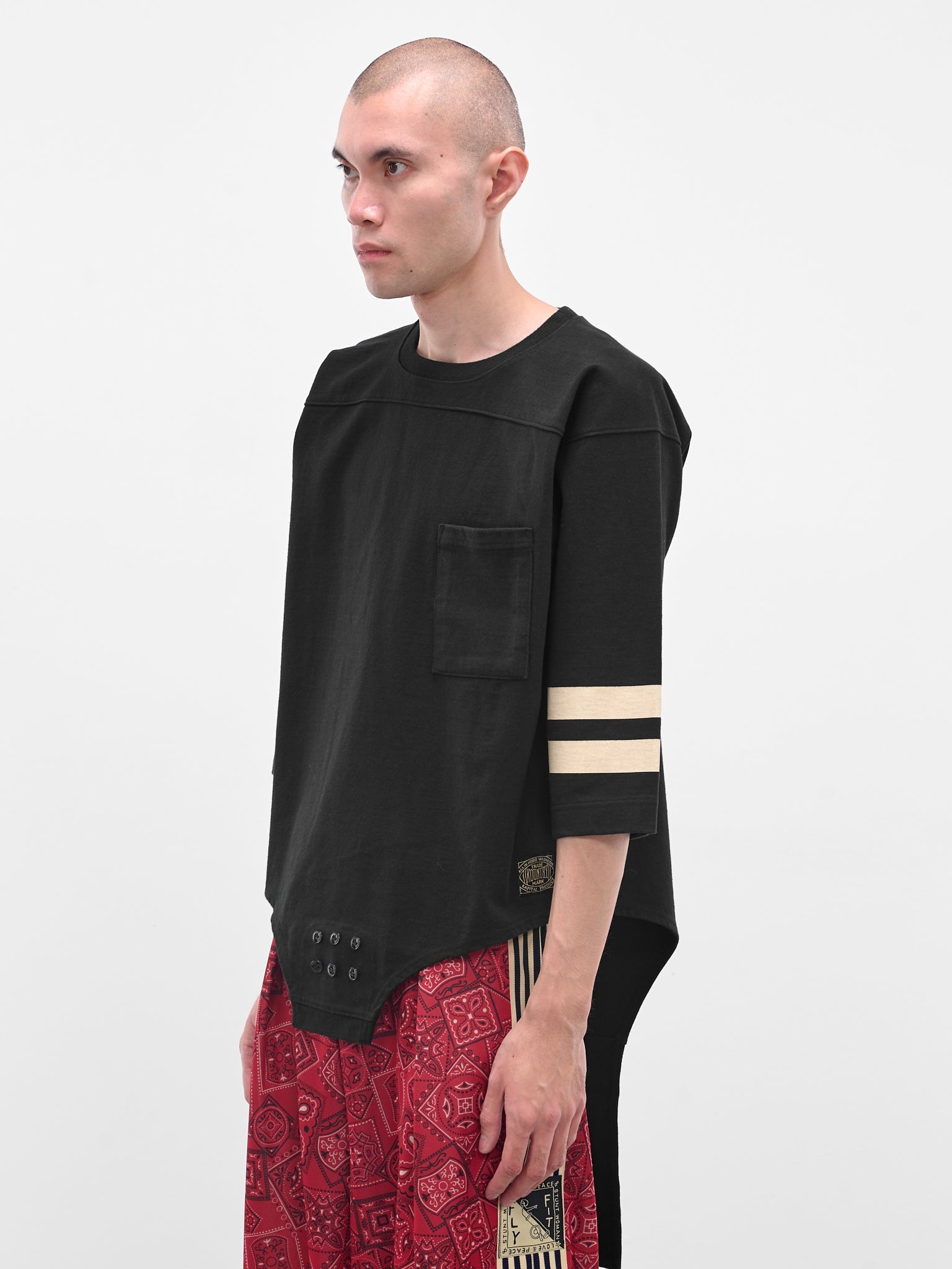 Black Striped Bodysuit Hem Tee - 2