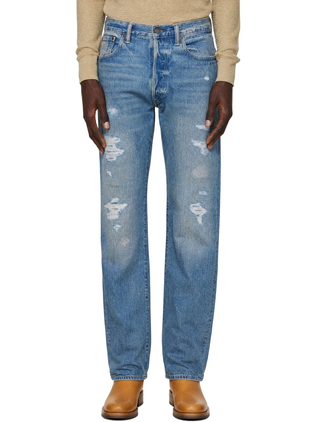 Blue Straight-Leg Jeans - 1