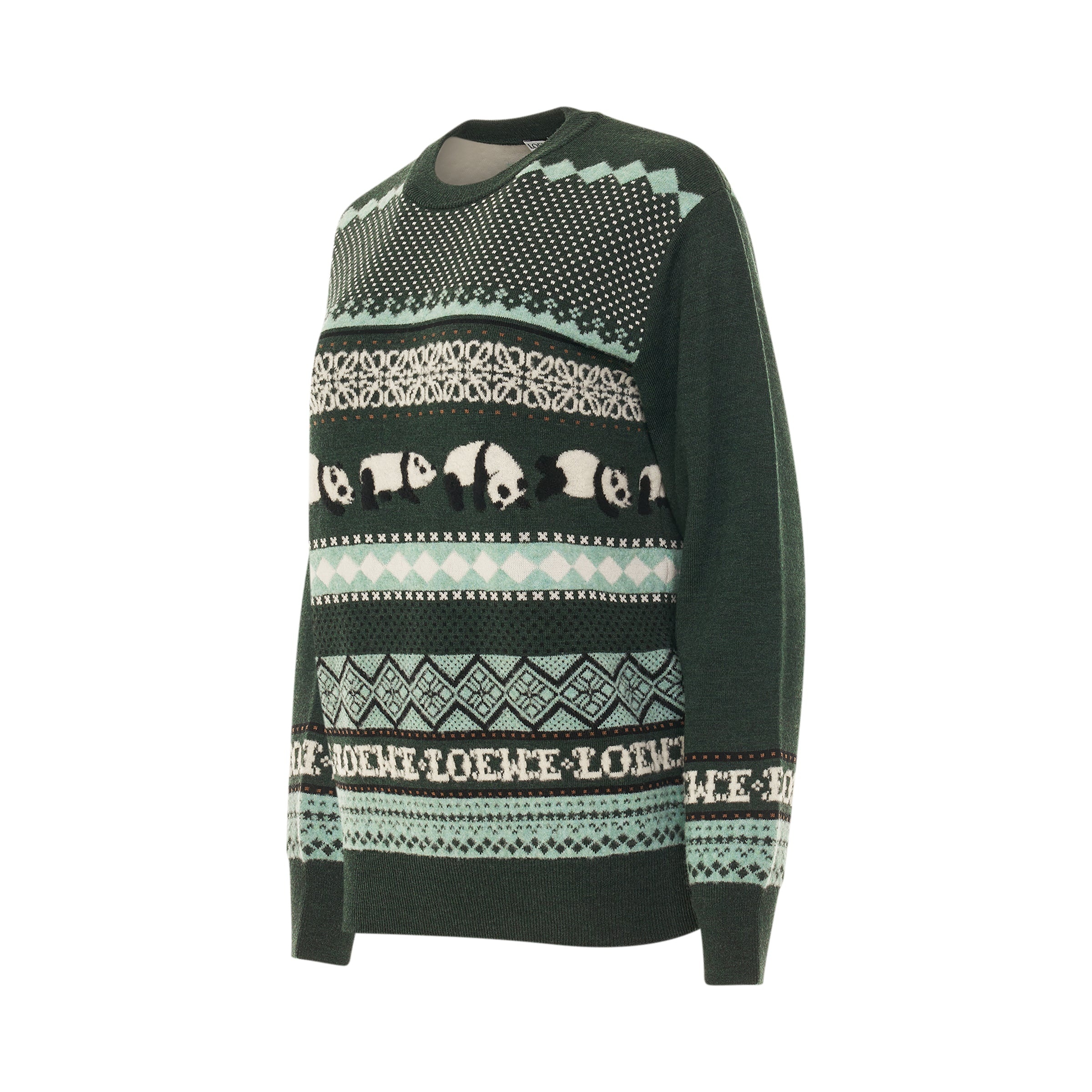 Suna Fujita Panda Knit Sweater in Dark Green/Multicolour - 2