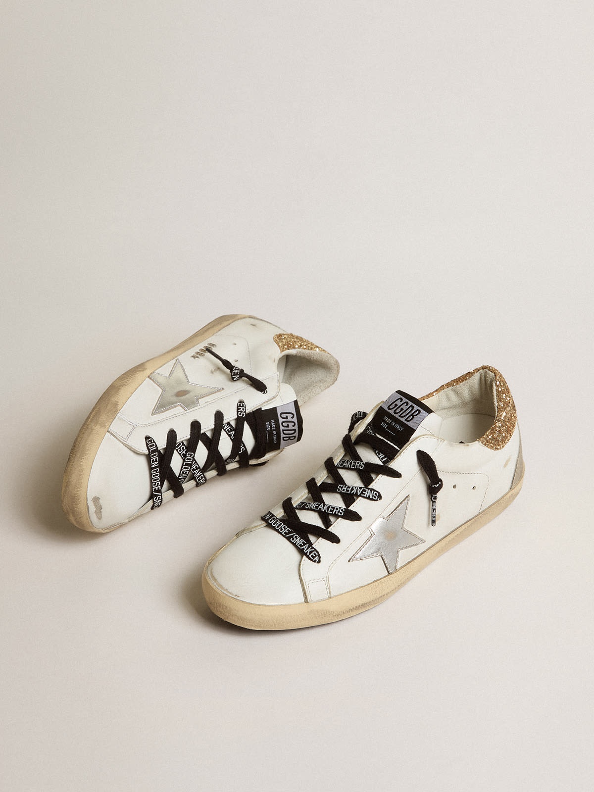 White leather Super-Star sneakers with glittery heel tab - 2