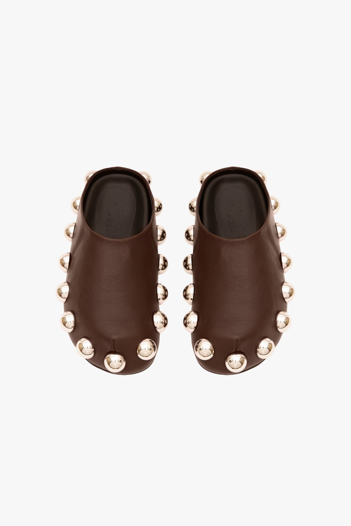 GABI CLOG WITH EXAGGERATED STUDS BROWN SILVER - 7