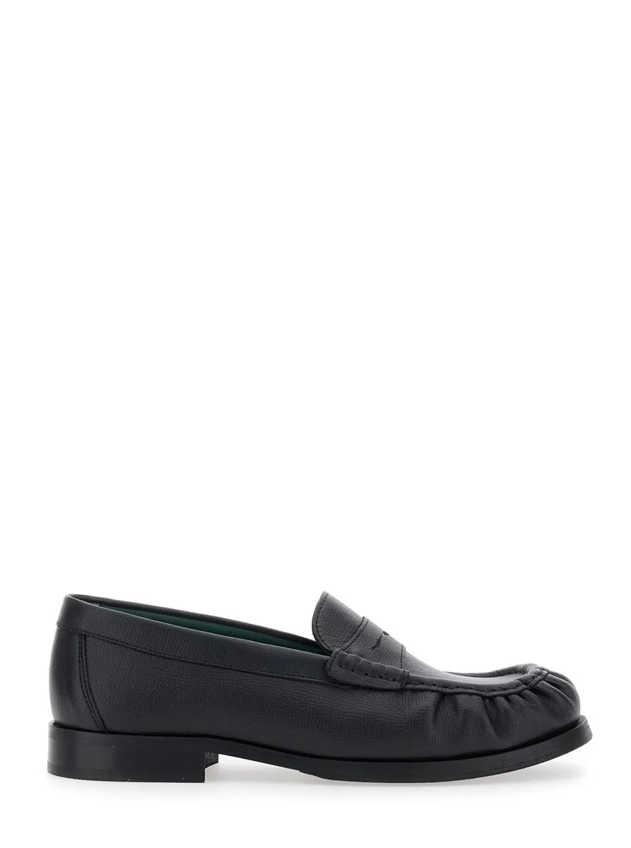 Vinny'S 'Ogee' Black Loafers With Almond Toe In Grained Leather Man - 1