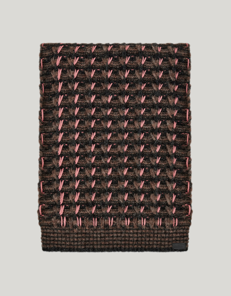 MACRO JACQUARD PATTERNED ALPACA AND WOOL KNIT SCARF 1