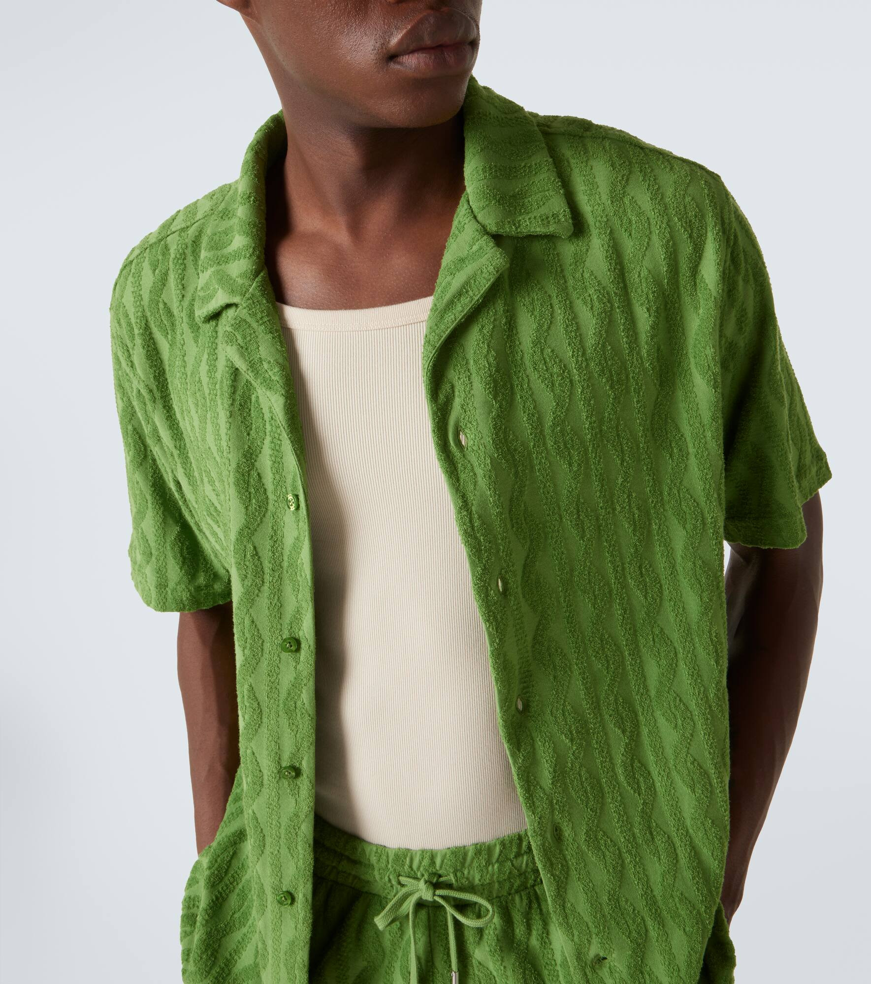Roberto cotton, silk, and linen terry shirt - 5