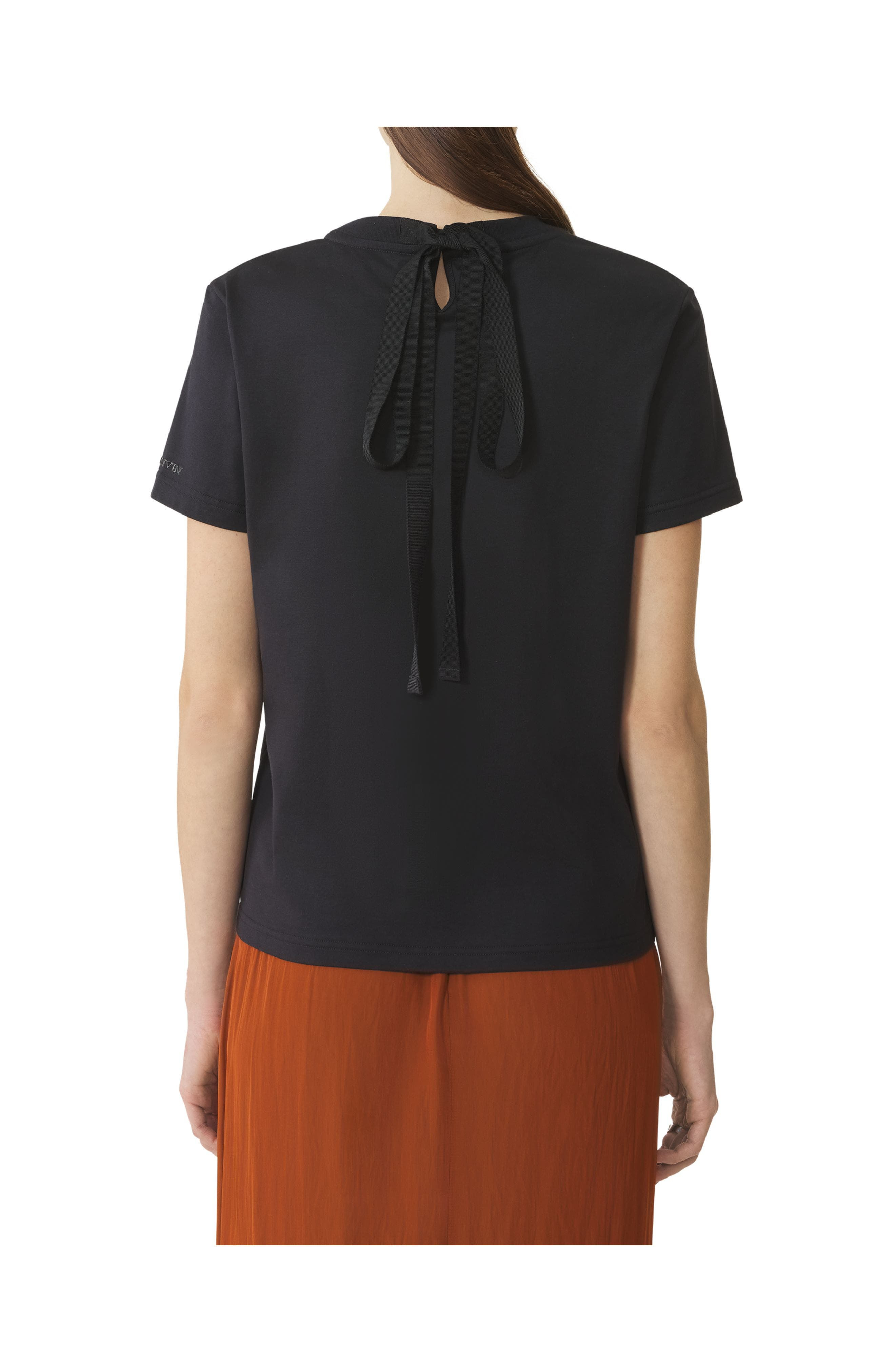Lanvin Cotton T-Shirt With Ribbon Detail in Black at Nordstrom - 4