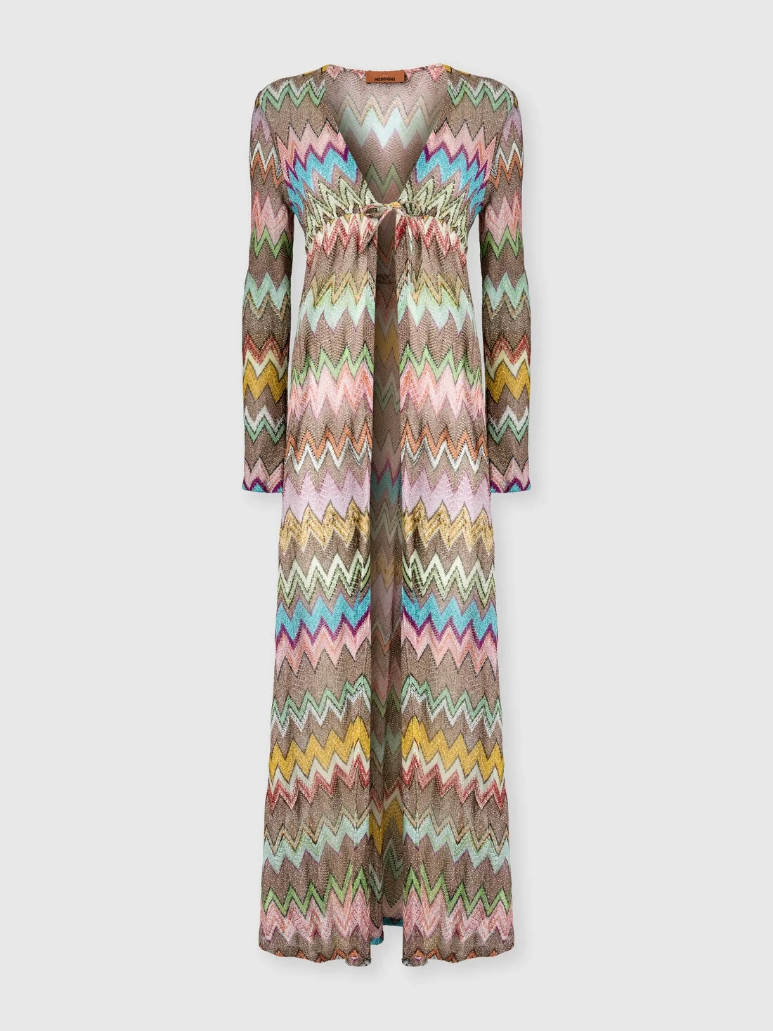 Long cardigan in lamé viscose with macro zigzag pattern - 1