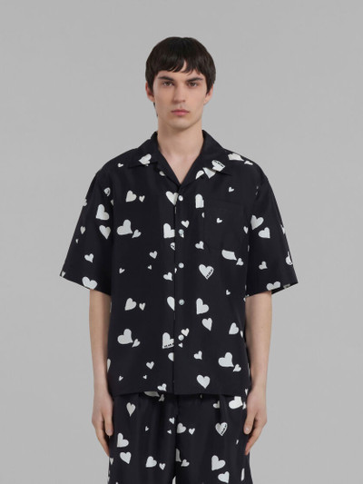Marni BLACK SILK SHIRT WITH BUNCH OF HEARTS PRINT outlook