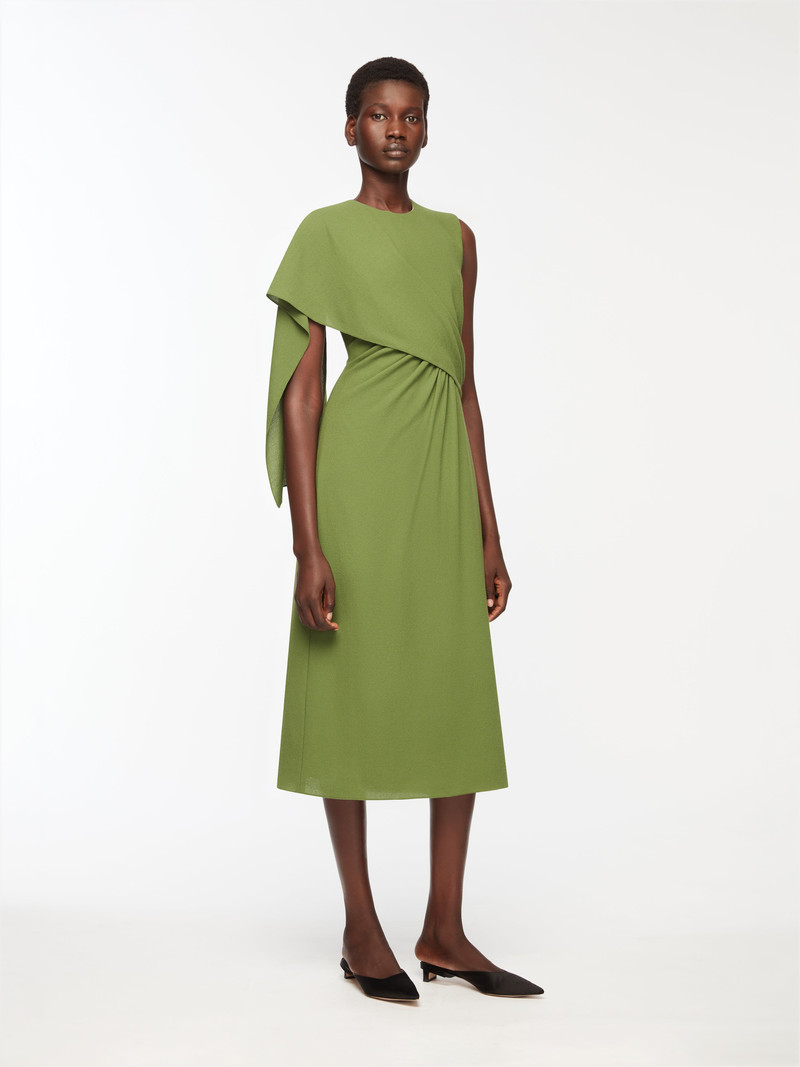 EMILIA WICKSTEAD Tidus Dress In Olive Single Wool Crepe outlook