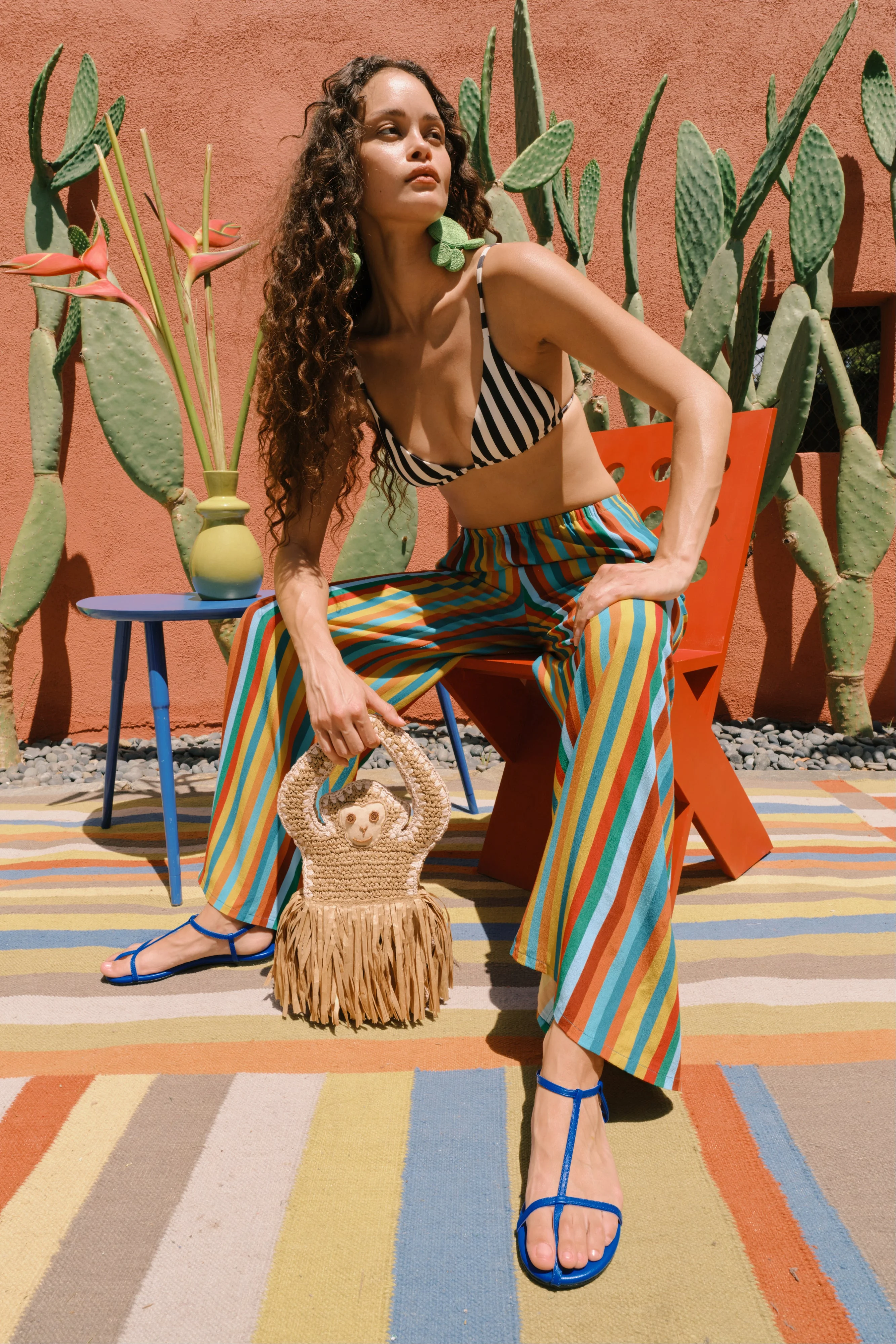 Nella Crepe Wide Leg Pant In Vibrant Multi Stripe - 1