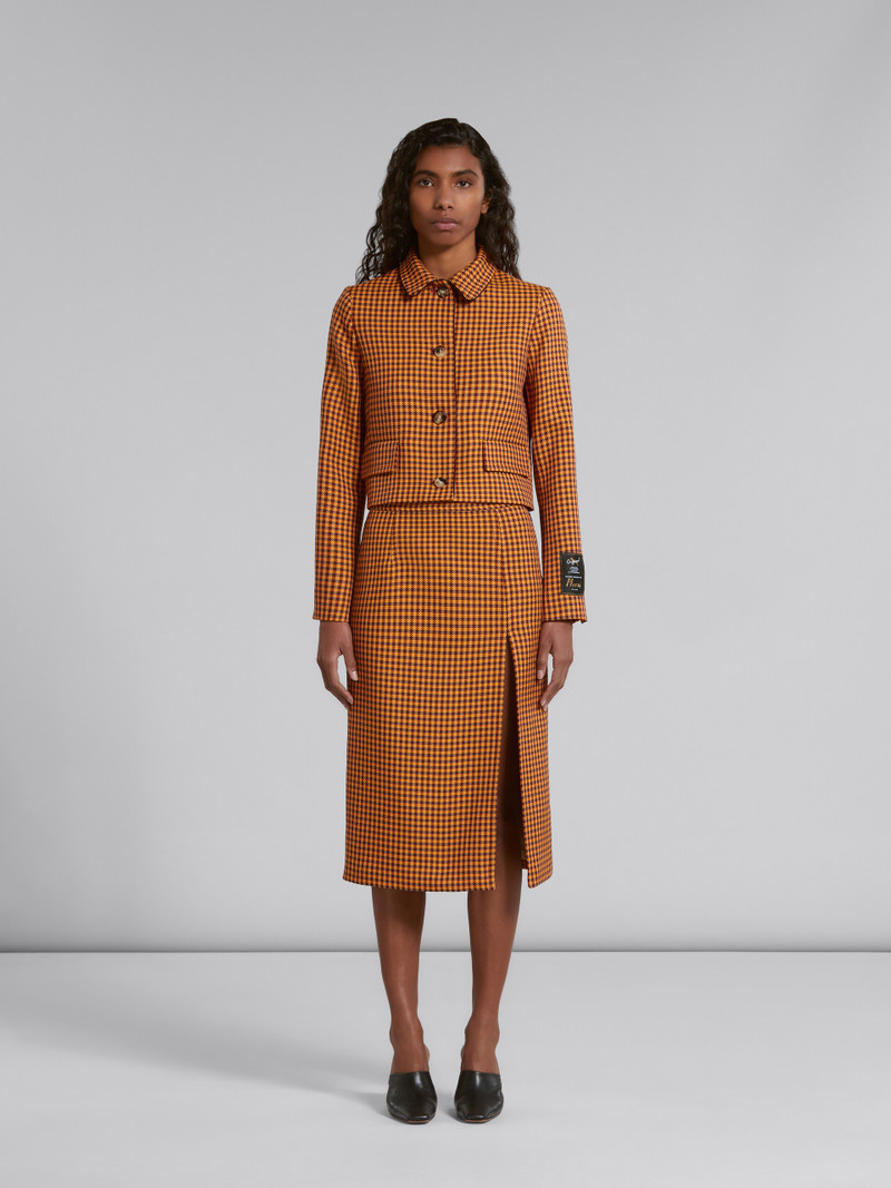Marni ORANGE AND BURGUNDY CHECKED SKIRT outlook
