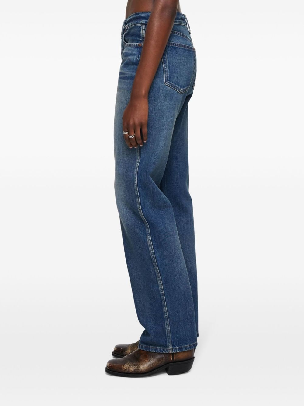 whiskered high-rise straight jeans - 5