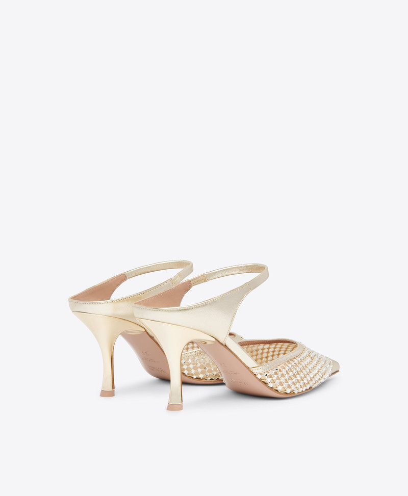 Vega 70 Gold Crystal Leather Mules 3