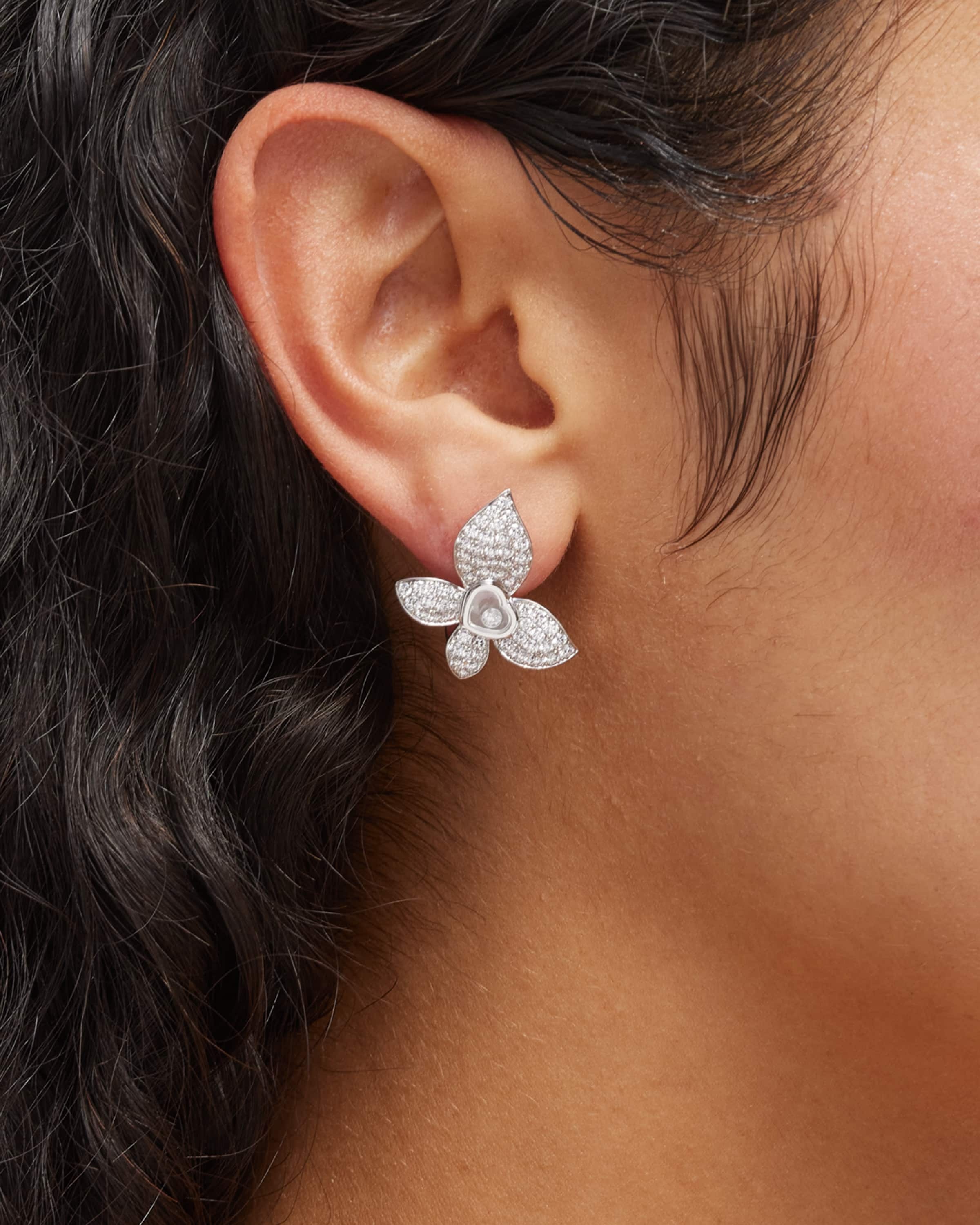 Happy Butterfly 18K White Gold Diamond Earrings - 2