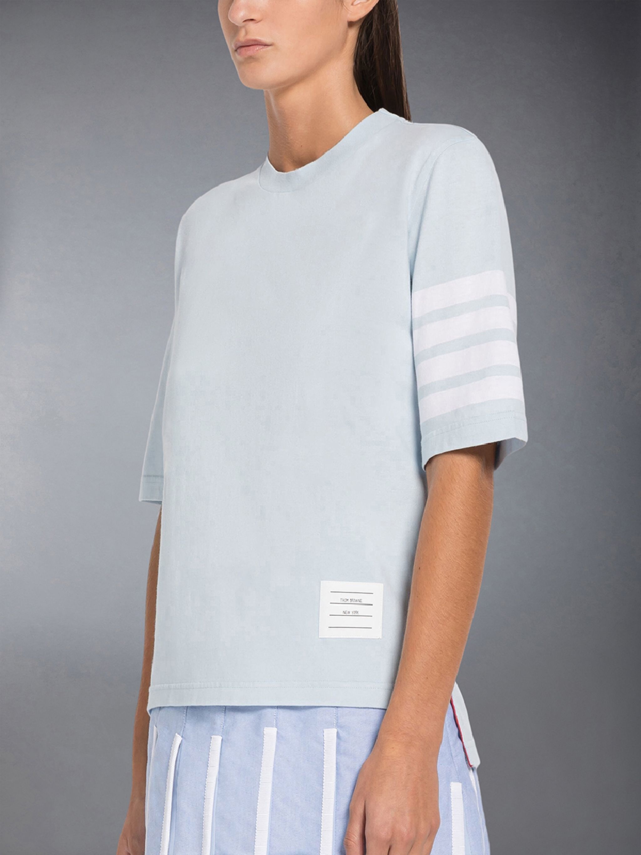 Thom Browne Jersey 4-Bar Short Sleeve Tee | REVERSIBLE