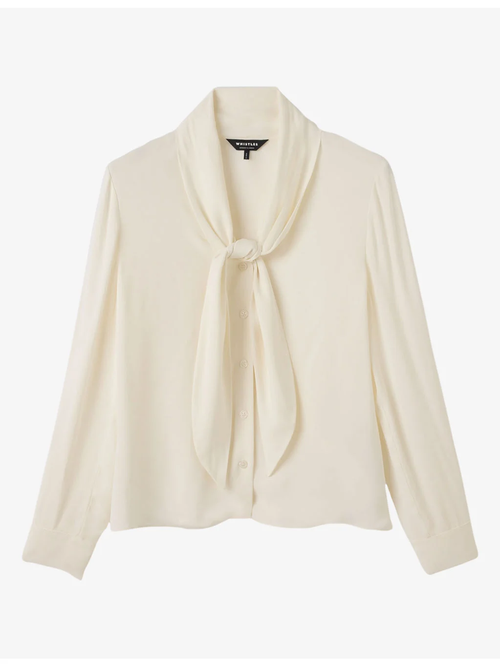 Tie-Neck Long-Sleeved Crepe Blouse - 1
