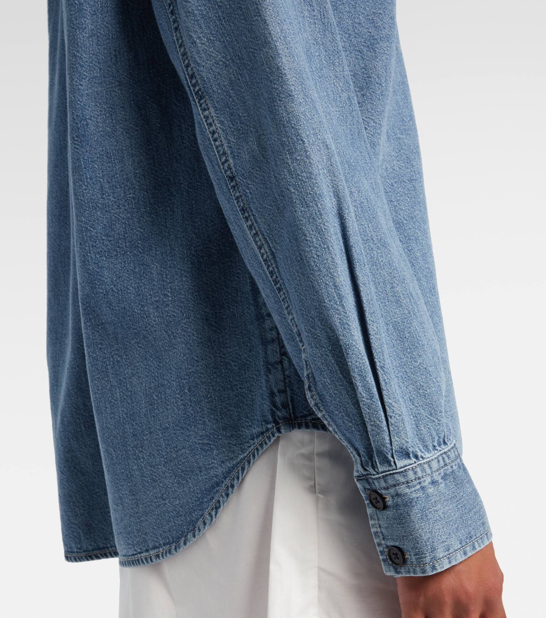 Low Collar denim shirt - 5