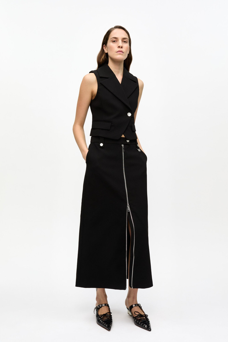 GANNI BLACK BONDED CREPE SKIRT outlook