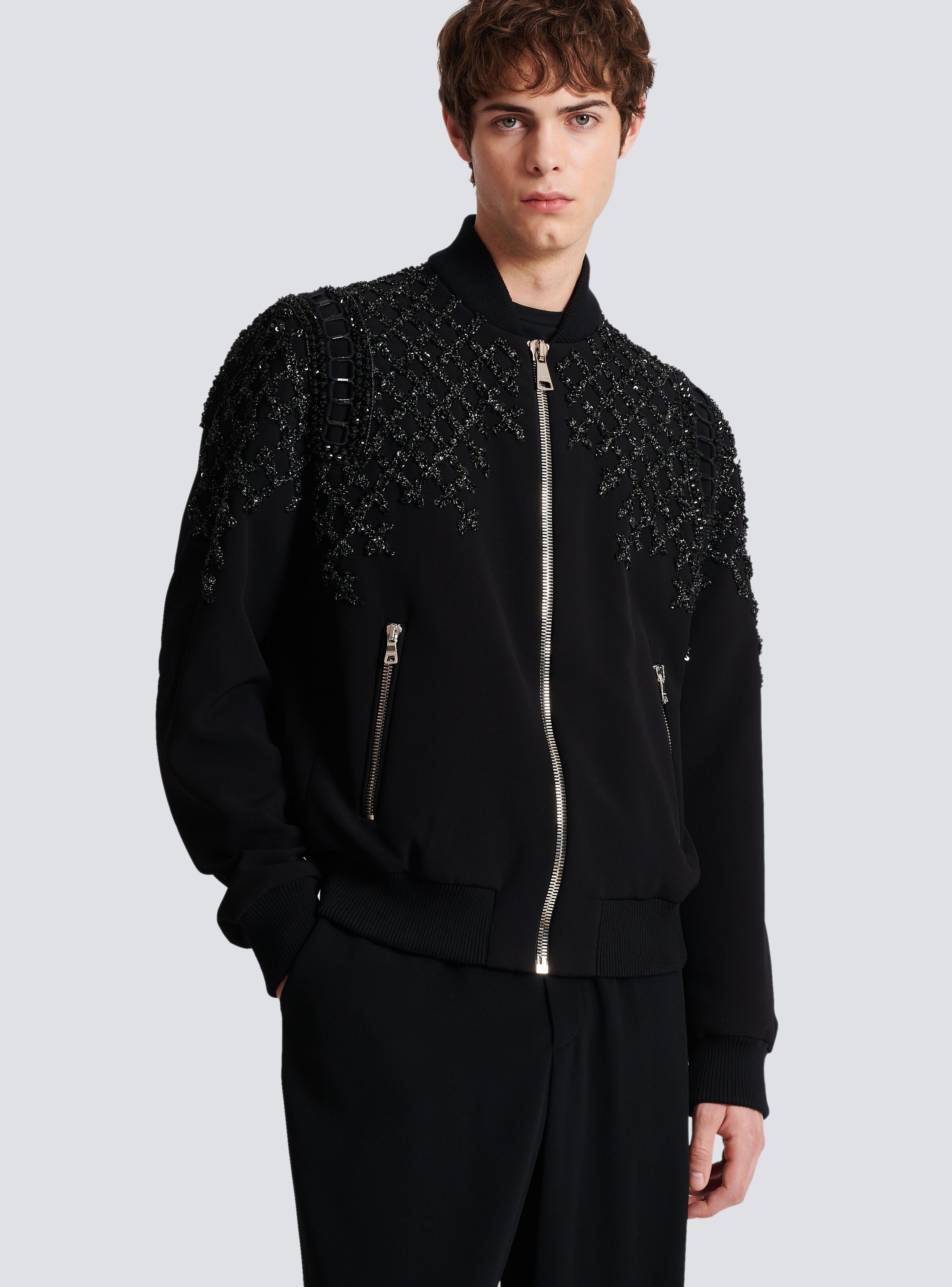 Embroidered crepe bomber jacket - 6